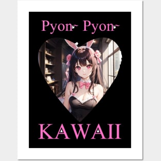 Bunny Pyon Pyon Kawaii Anime Girl Posters and Art